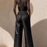 High-waisted satin trousers with a relaxed wide leg – PHAGE Paris