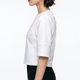 Cropped T-Shirt with Soft Padded Shoulders