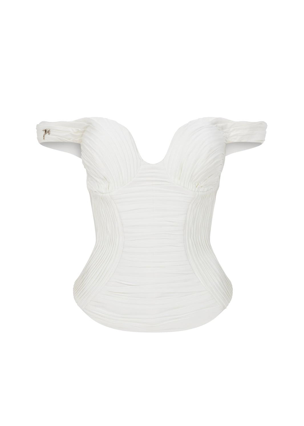Ecru strapless jersey corset top with matte premium jersey surface PHAGE Paris