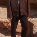 Crocodile Printed Bourbon Leather Shirt