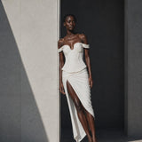 Ecru draped skirt in 100% premium jersey, fully lined and opaque PHAGE Paris