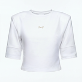 Cropped T-Shirt with Soft Padded Shoulders