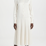 Straight midi silhouette with a dropped waistline and fine permanent pleats PHAGE Paris