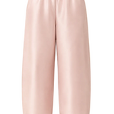 Lilas Perlé high-waisted wide-leg satin trousers in pearly pink. PHAGE Paris