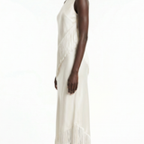 Élise Fringe Satin Maxi Dress