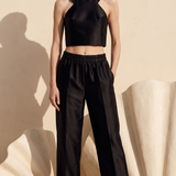 Deep geometric open back with minimal fastening at the nape – PHAGE Paris