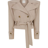 Cropped Belted Trench Jacket