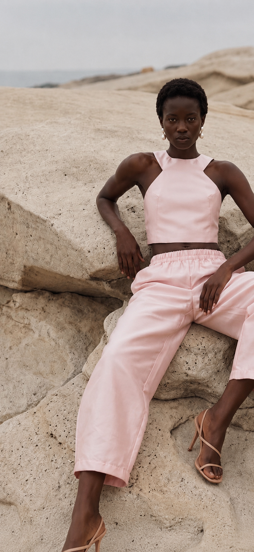 Lilas Perlé Open-Back Satin Set — deep geometric open-back design. PHAGE Paris