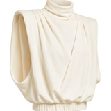 Sculpted Ivory Draped Jersey Top