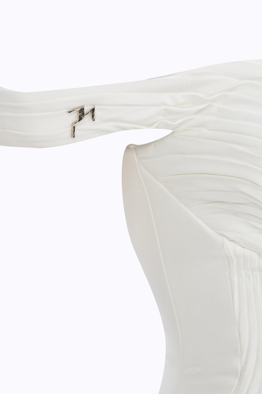Longline strapless bustier ending above the hip, ecru premium jersey PHAGE Paris