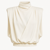Sculpted Ivory Draped Jersey Top