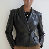Structured Leather Blazer