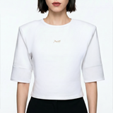 Cropped T-Shirt with Soft Padded Shoulders