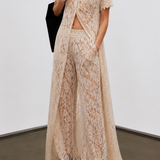 Organic Cotton Lace Pant & Cape Set - Ivory