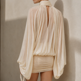 ÉTOILE Chiffon Drape Mini Dress – Ivory