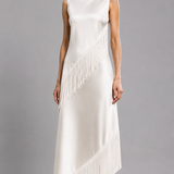 Élise Fringe Satin Maxi Dress