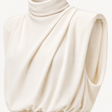 Sculpted Ivory Draped Jersey Top