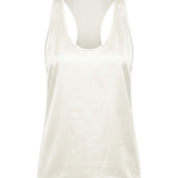Silky Satin White Mirror Tank in ivory white satin — swimmer-cut racerback, deep armholes. PHAGE Paris