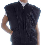 Quılted Down-Filled Satin and Leather Waistcoat