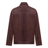 Crocodile Printed Bourbon Leather Shirt